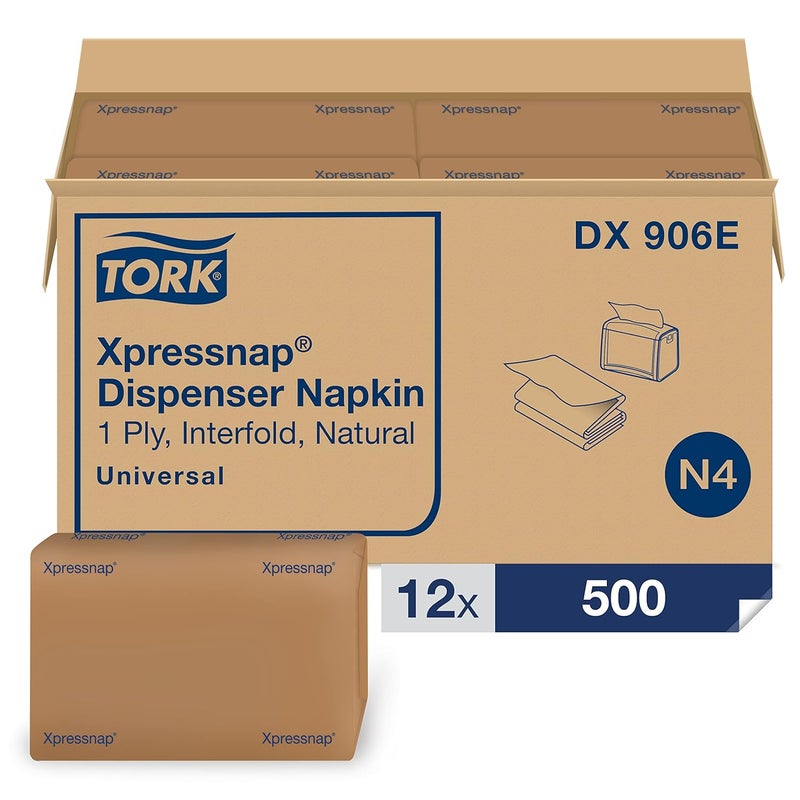 Tork Tork Xpressnap Natural Dispenser Napkin N4 Universal Interfold 1ply 13 x 85 12 x 500 napkins DX906E  - Image 2