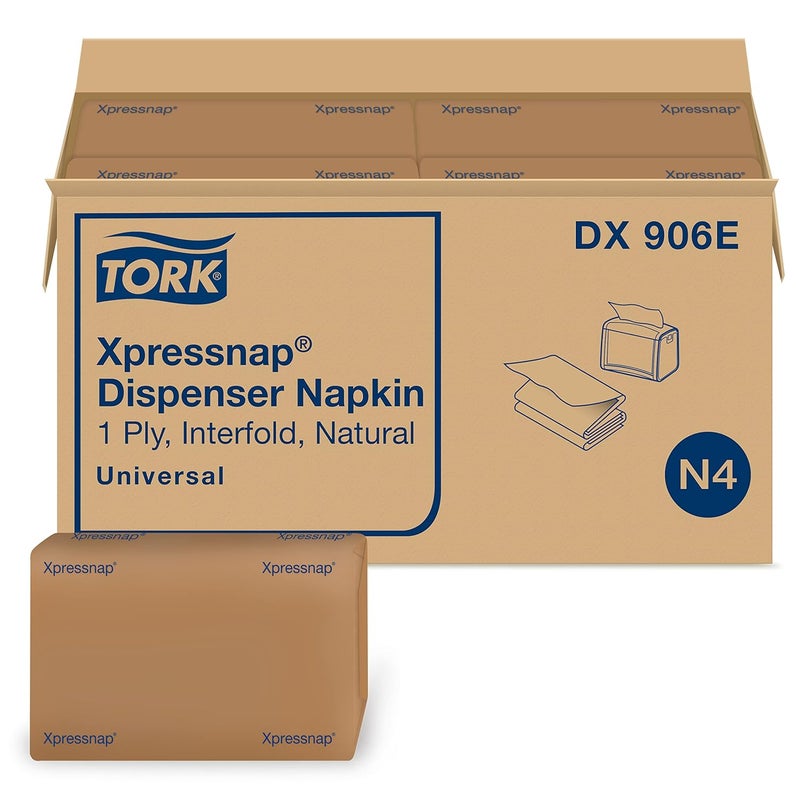 Tork Tork Xpressnap Natural Dispenser Napkin N4 Universal Interfold 1ply 13 x 85 12 x 500 napkins DX906E  - Image 1
