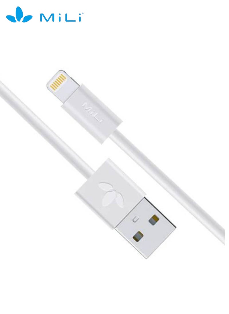 MiLi - Lightning to USB Cable, MFi Certified for Flawless Compatibility with Apple iPhone/iPad/AirPods/AirPods Pro, 100 cm White - Image 1