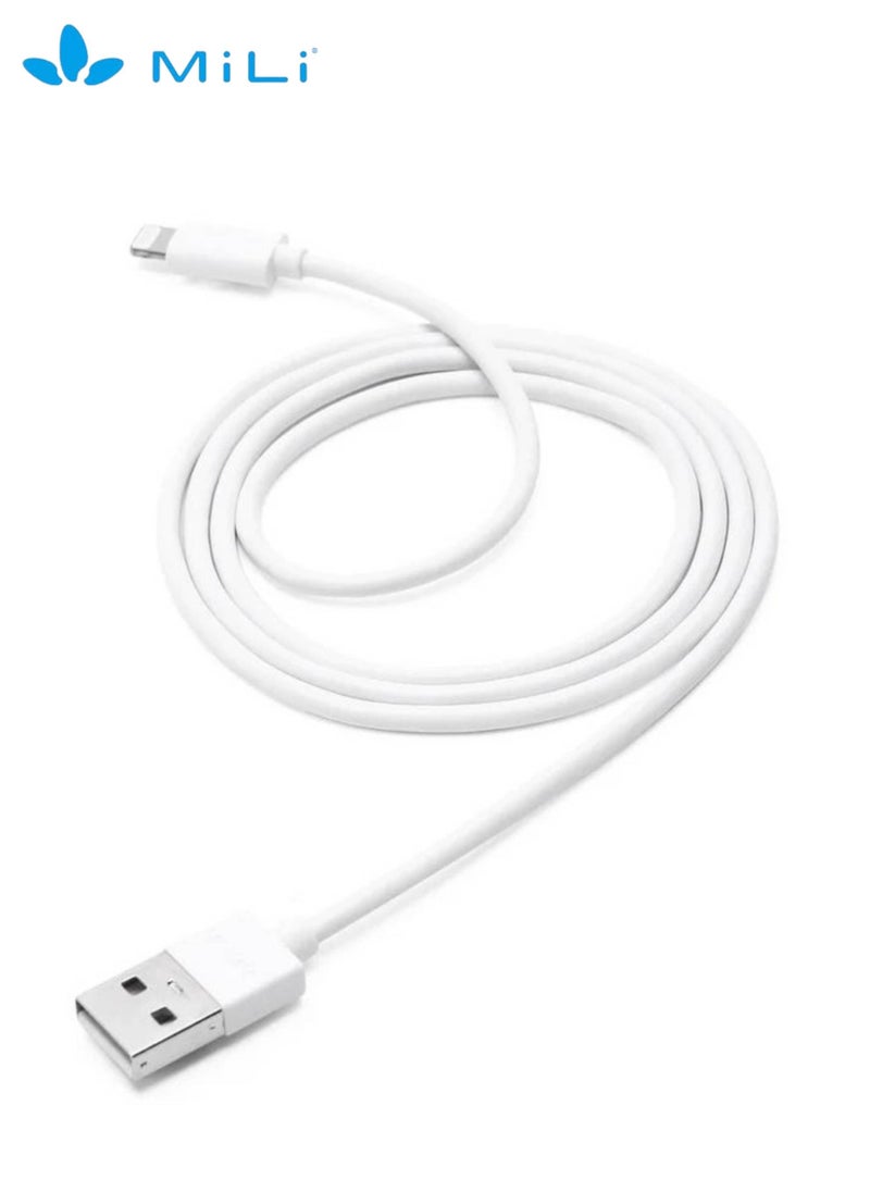 MiLi - Lightning to USB Cable, MFi Certified for Flawless Compatibility with Apple iPhone/iPad/AirPods/AirPods Pro, 100 cm White - Image 1