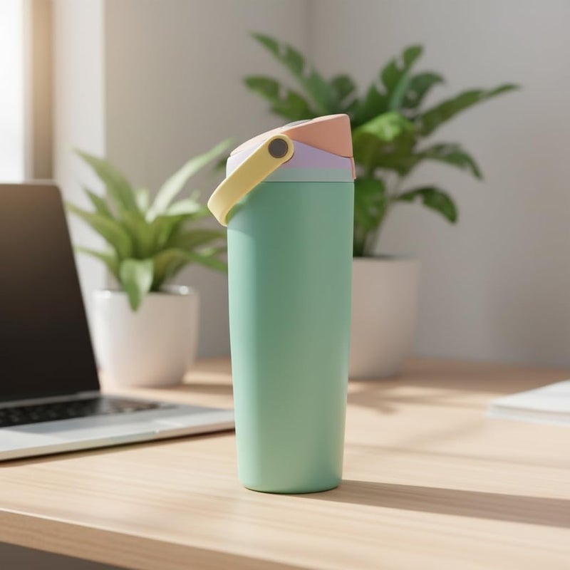 KELVEE FreeSip Sway 900ml Insulated Stainless Steel Water Bottle with Two-Way Spout & Straw, Bucket Handle, Leak-Proof BPA-Free Sports & Travel Bottle for School, Gym & Outdoor Use (Eucalyptus) - Image 5