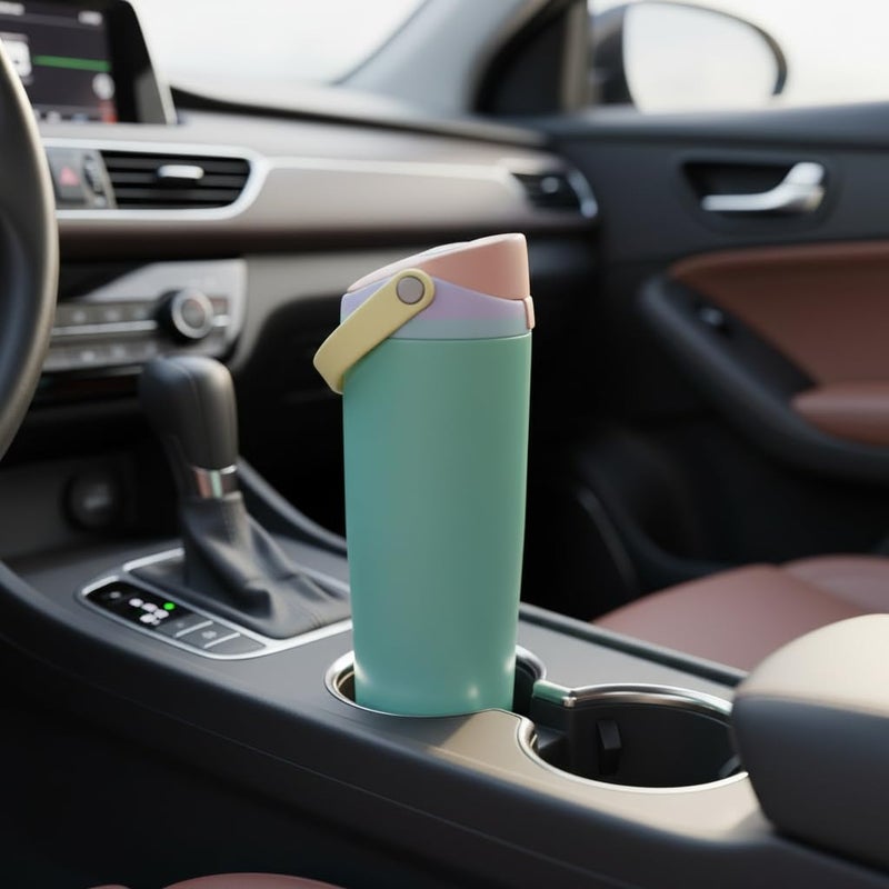 KELVEE FreeSip Sway 900ml Insulated Stainless Steel Water Bottle with Two-Way Spout & Straw, Bucket Handle, Leak-Proof BPA-Free Sports & Travel Bottle for School, Gym & Outdoor Use (Eucalyptus) - Image 1