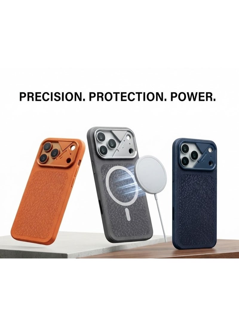 حافظة حماية لهاتف iPhone 17 Pro تدعم MagSafe، بتصميم ثنائي اللون، ومزودة بغطاء لعدسة الكاميرا ومقبض ذي ملمس مانع للانزلاق. - Image 4