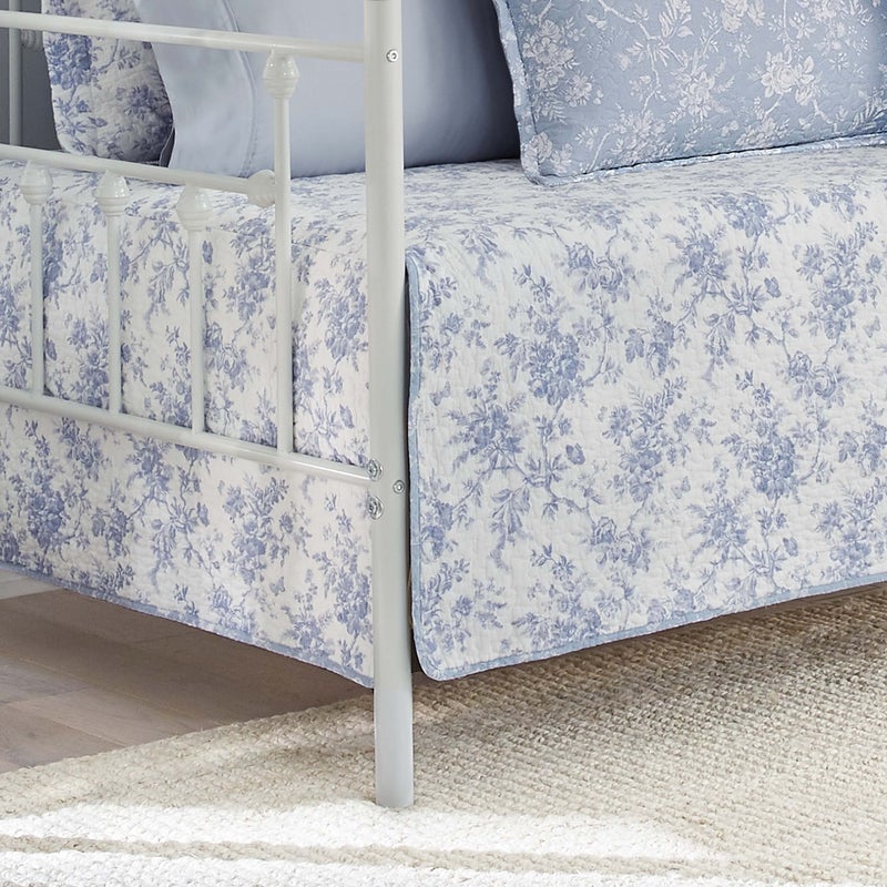 Laura Ashley Home - Daybed Set, Floral Bedding with Matching Shams & Pillow Cover, Home Decor for All Seasons (Walled Garden Blue, Daybed) - Image 5