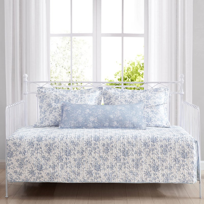 Laura Ashley Home - Daybed Set, Floral Bedding with Matching Shams & Pillow Cover, Home Decor for All Seasons (Walled Garden Blue, Daybed) - Image 1