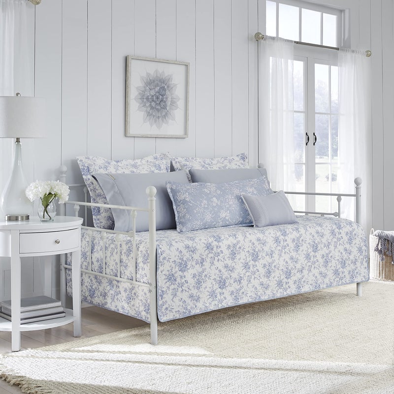 Laura Ashley Home - Daybed Set, Floral Bedding with Matching Shams & Pillow Cover, Home Decor for All Seasons (Walled Garden Blue, Daybed) - Image 2
