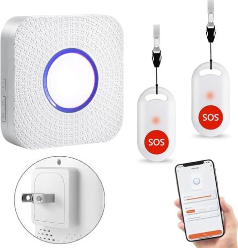 YisTech WiFi Caregiver Pager Wireless Call Button Nurse Alert System for Home/Elderly/Patient/Disabled with Phone App Two Call Button One WiFi Receiver(only Supports 2.4GHz Wi-Fi) - Image 1