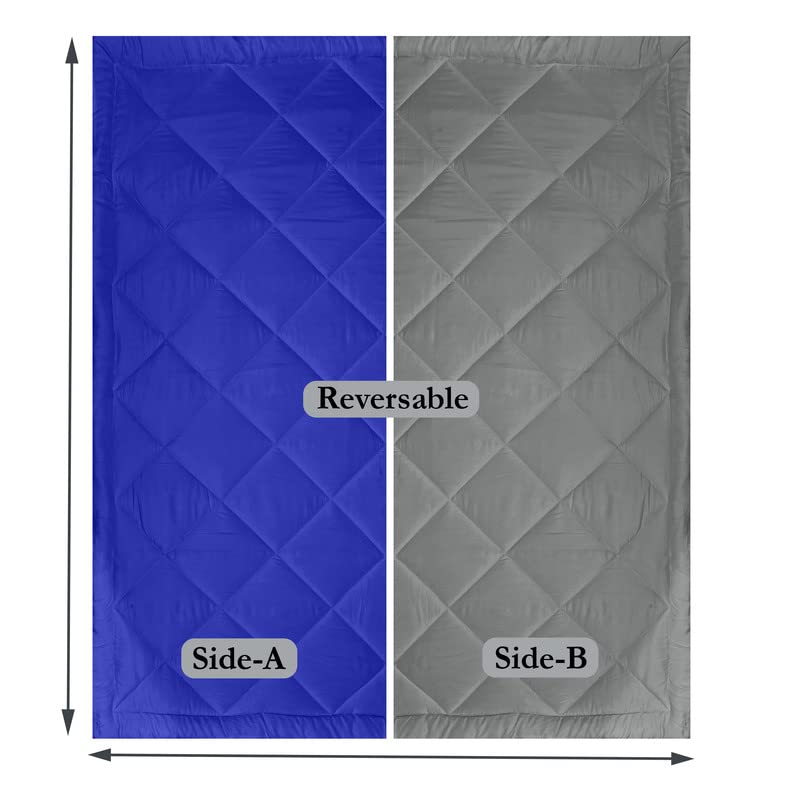 CHICERY Microfiber Reversible Solid Extra Comfort & Soft Comforter||Blanket Single Bed 250 GSM Ultra Soft Comforter for Winter-Navy Blue Grey-Pack of 1 - Image 5