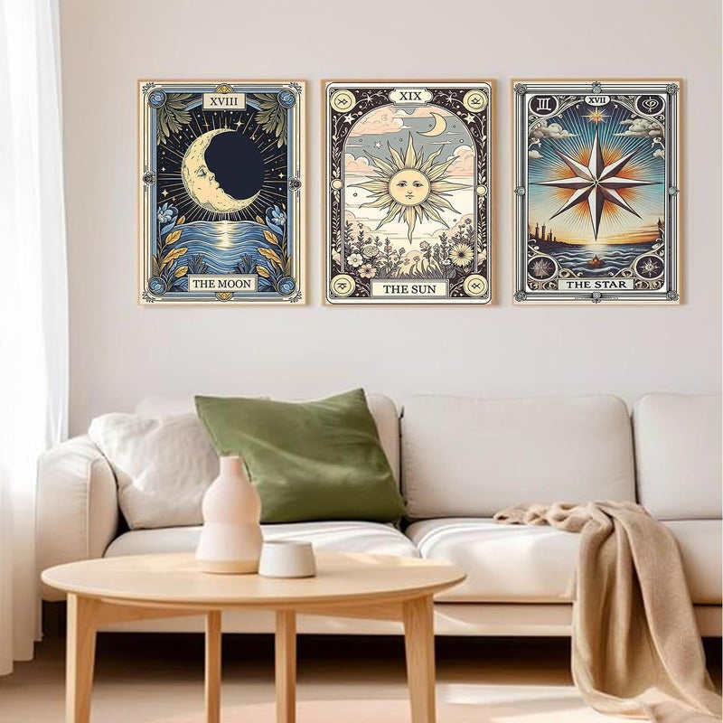 WUDWL 3 Pack Tarot Diamond Art Kits for Adults, The Sun and Moon DIY Modern Diamond Painting Kits 5D Diamond Dots Gem Art Crafts with Tools,Spring Round Full Drill Crafts for Home Wall Decor&Gift-12x16in - Image 3