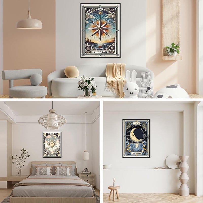 WUDWL 3 Pack Tarot Diamond Art Kits for Adults, The Sun and Moon DIY Modern Diamond Painting Kits 5D Diamond Dots Gem Art Crafts with Tools,Spring Round Full Drill Crafts for Home Wall Decor&Gift-12x16in - Image 5