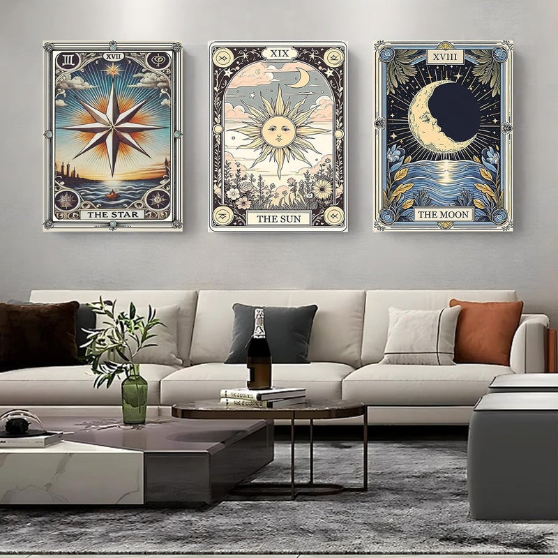 WUDWL 3 Pack Tarot Diamond Art Kits for Adults, The Sun and Moon DIY Modern Diamond Painting Kits 5D Diamond Dots Gem Art Crafts with Tools,Spring Round Full Drill Crafts for Home Wall Decor&Gift-12x16in - Image 2