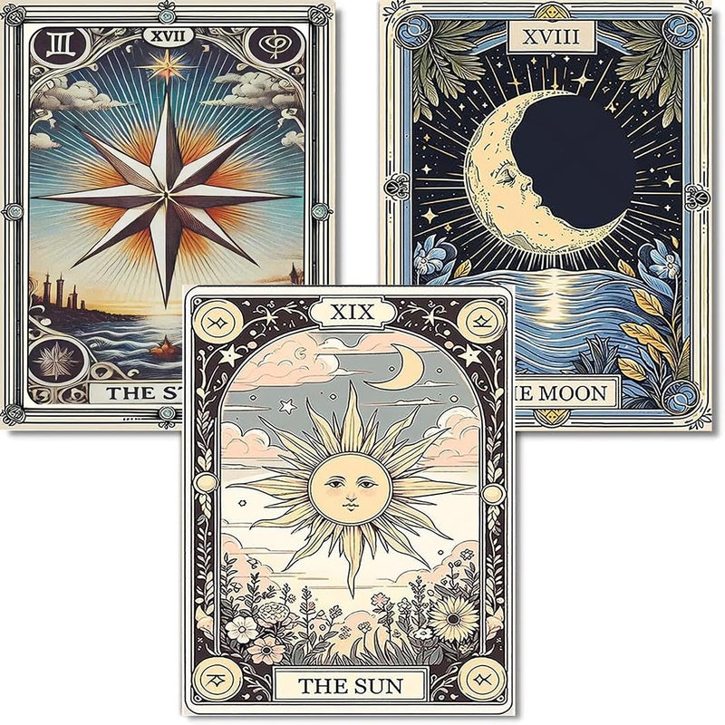 WUDWL 3 Pack Tarot Diamond Art Kits for Adults, The Sun and Moon DIY Modern Diamond Painting Kits 5D Diamond Dots Gem Art Crafts with Tools,Spring Round Full Drill Crafts for Home Wall Decor&Gift-12x16in - Image 1