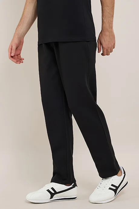 أر أند بي Solid Relaxed Fit Pants with Drawstring Waist