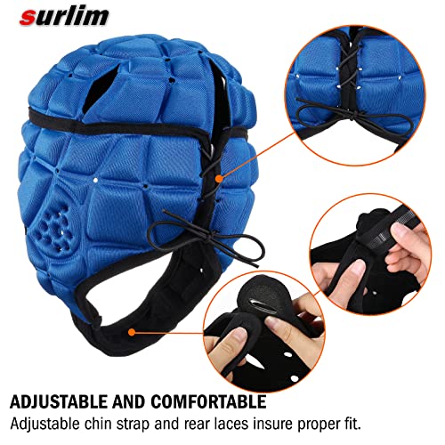 Surlim Rugby Helmet Soft Shell Helmets for Flag Football Scrum Cap Soft Helmet for Kids Youth (Blue, X-Large) - Image 5