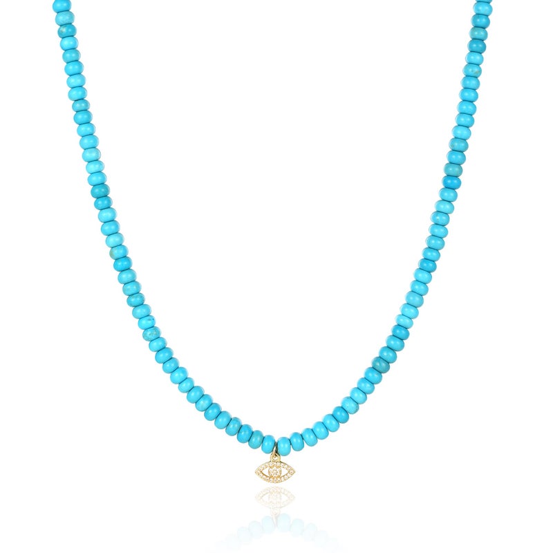 chorfla Beaded Gemstone Necklaces for Women, Bohemian Colored Choker Natural Stone Bead Decoration Summer Beach Handmade Jewelry Necklace (turquoise) - Image 1