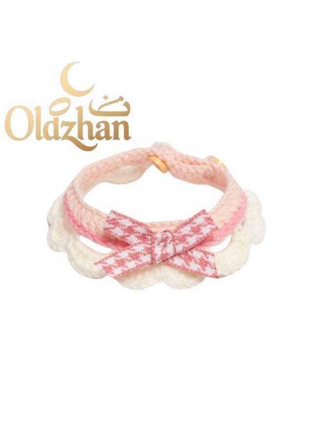 Oldzhan Sweet cat scarf, soft collar, pet accessory, bowknot, kitten scarf, collar, dog drool scarf（pink) - Image 2