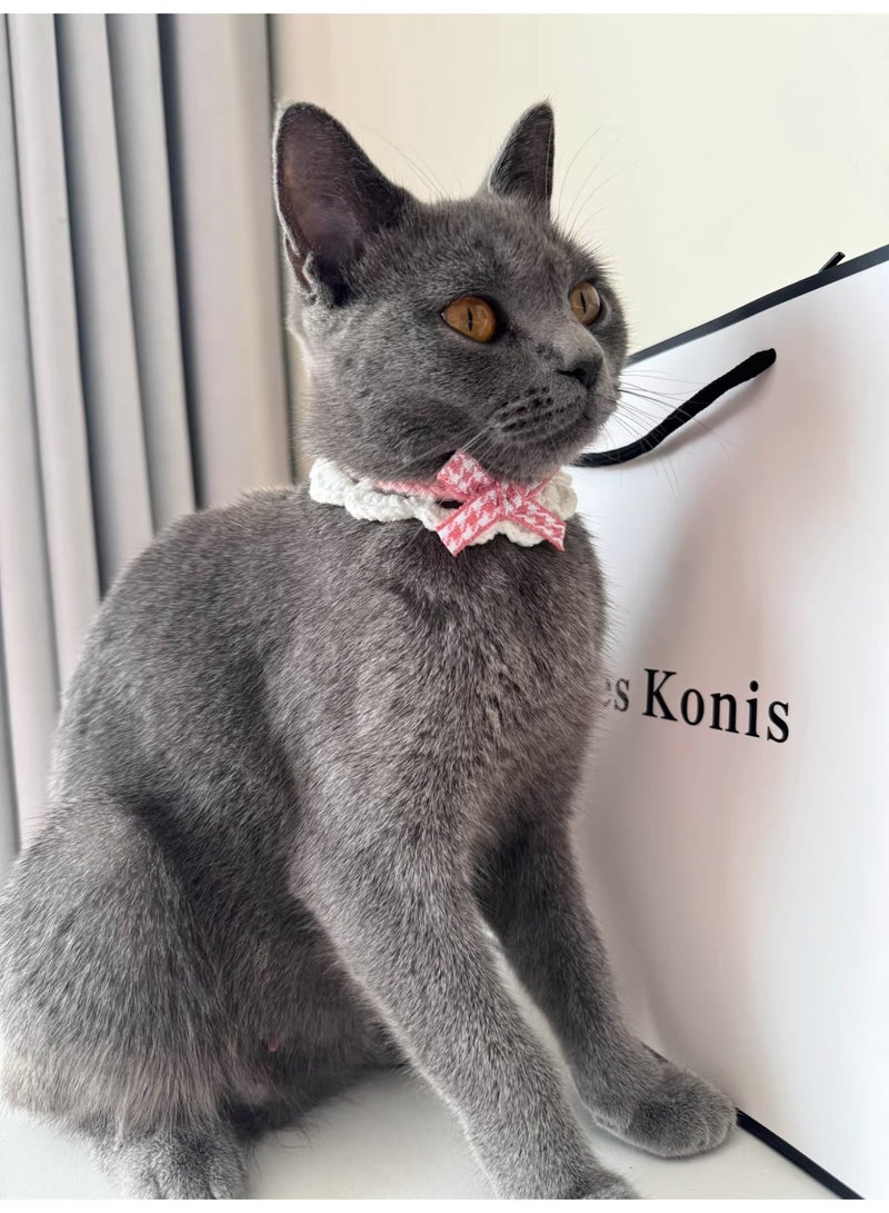 Oldzhan Sweet cat scarf, soft collar, pet accessory, bowknot, kitten scarf, collar, dog drool scarf（pink) - Image 5