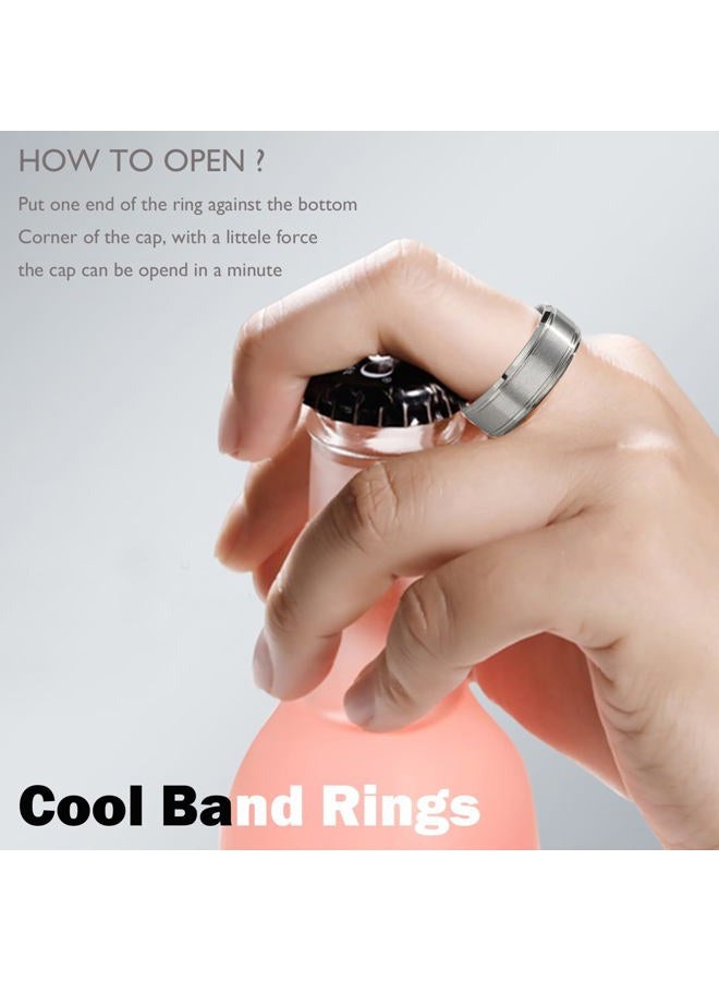 EIELO 9Pcs Stainless Steel Band Rings for Men Women Cool Fidget Spinning Chain Ring Anxiety Relief Fashion Simple Wedding Engagement Silver Ring Set - Image 4