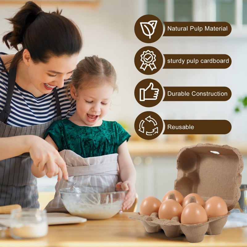 DecarDamai 40 Pack Half Dozen Egg Cartons Bulk 6 Count, Empty Natural Paper Pulp Egg Cartons Reusable, Strong Sturdy Design Made from Natural Cardboard. - Image 5