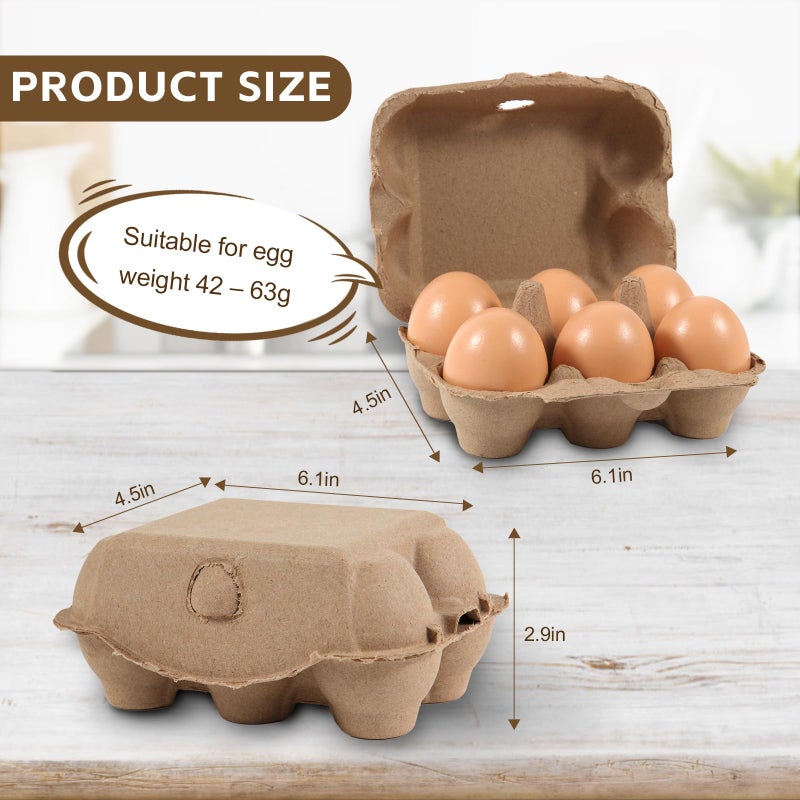 DecarDamai 40 Pack Half Dozen Egg Cartons Bulk 6 Count, Empty Natural Paper Pulp Egg Cartons Reusable, Strong Sturdy Design Made from Natural Cardboard. - Image 2