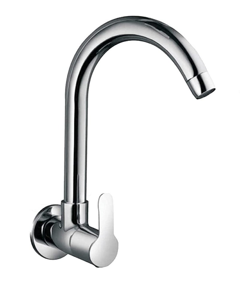 JAGGER LAKS3246 (Mark) Wall Mounted Kitchen Sink Cock Faucets Taps for Kitchen Sink/Basin Taps with Wall Flange & Teflon Tape, Chrome , Brass, Steel - Image 1