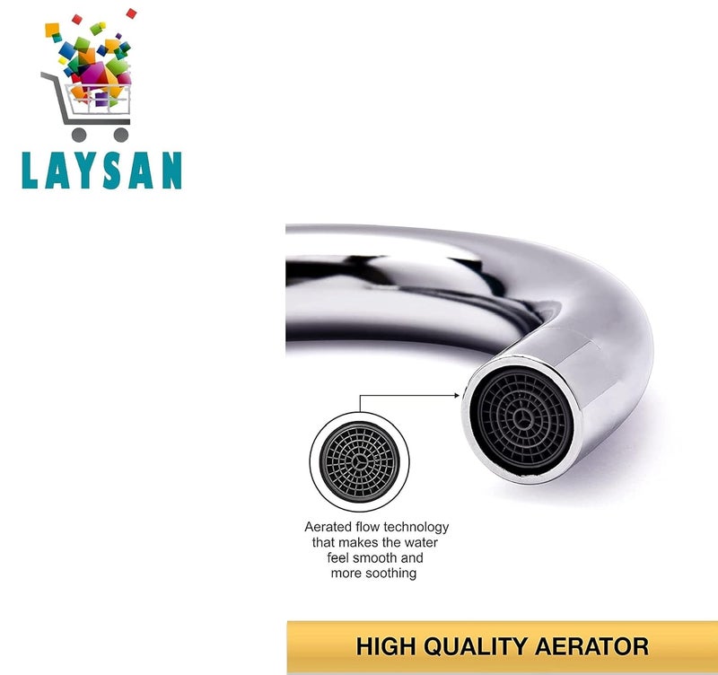 JAGGER LAKS3246 (Mark) Wall Mounted Kitchen Sink Cock Faucets Taps for Kitchen Sink/Basin Taps with Wall Flange & Teflon Tape, Chrome , Brass, Steel - Image 4