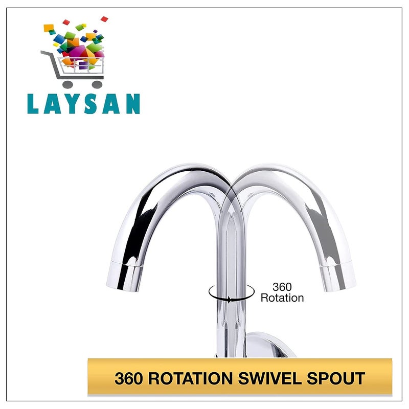 JAGGER LAKS3246 (Mark) Wall Mounted Kitchen Sink Cock Faucets Taps for Kitchen Sink/Basin Taps with Wall Flange & Teflon Tape, Chrome , Brass, Steel - Image 5