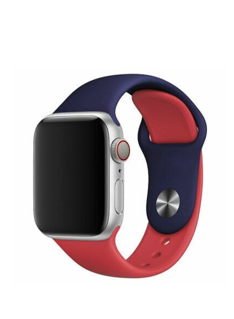 Dual Color Soft Silicone Watch Strap For Apple Watch Band /41mm For iWatch Series 7/6/SE/5/4/3/2/1/ - Image 1
