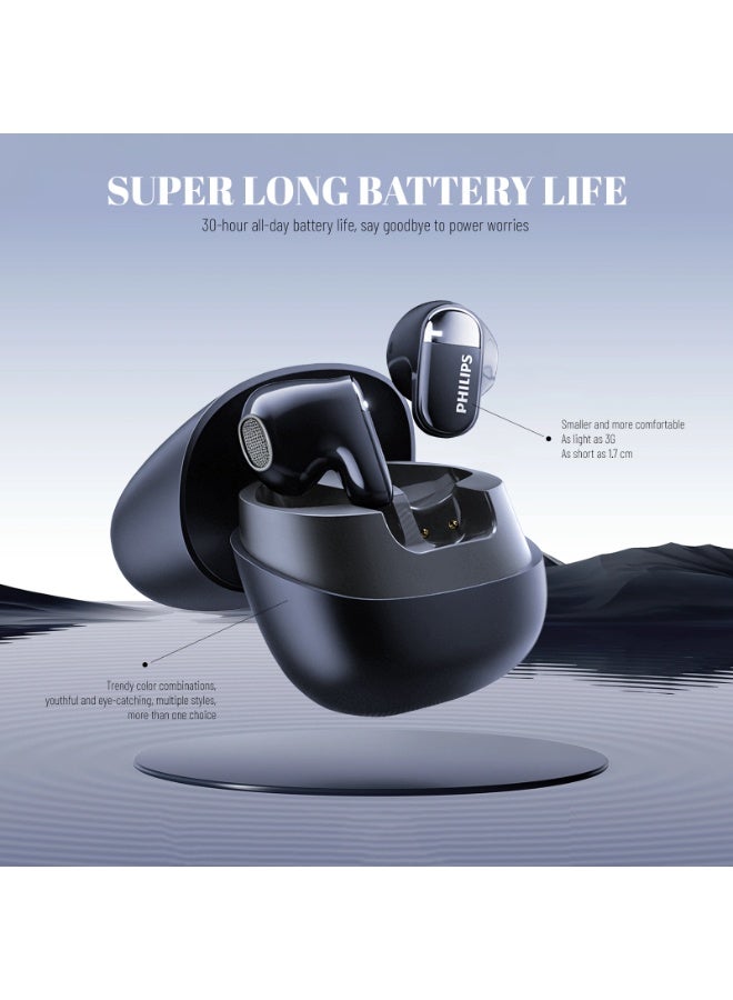 Philips TAT2169,Earphone,True Wireless Earbuds,In-Ear Headphones, 25H Playtime, Dual-Mic AI Call Noise Reduction, IP54 Water and Dust Proof with  ANC, for Sports, Work,High-res sound Blue - Image 3