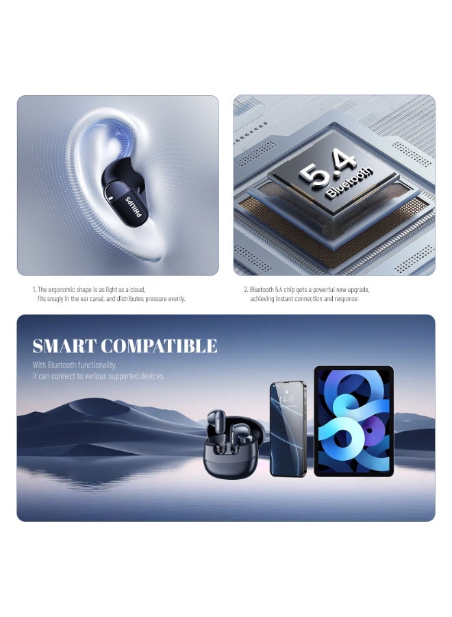Philips TAT2169,Earphone,True Wireless Earbuds,In-Ear Headphones, 25H Playtime, Dual-Mic AI Call Noise Reduction, IP54 Water and Dust Proof with  ANC, for Sports, Work,High-res sound Blue - Image 4