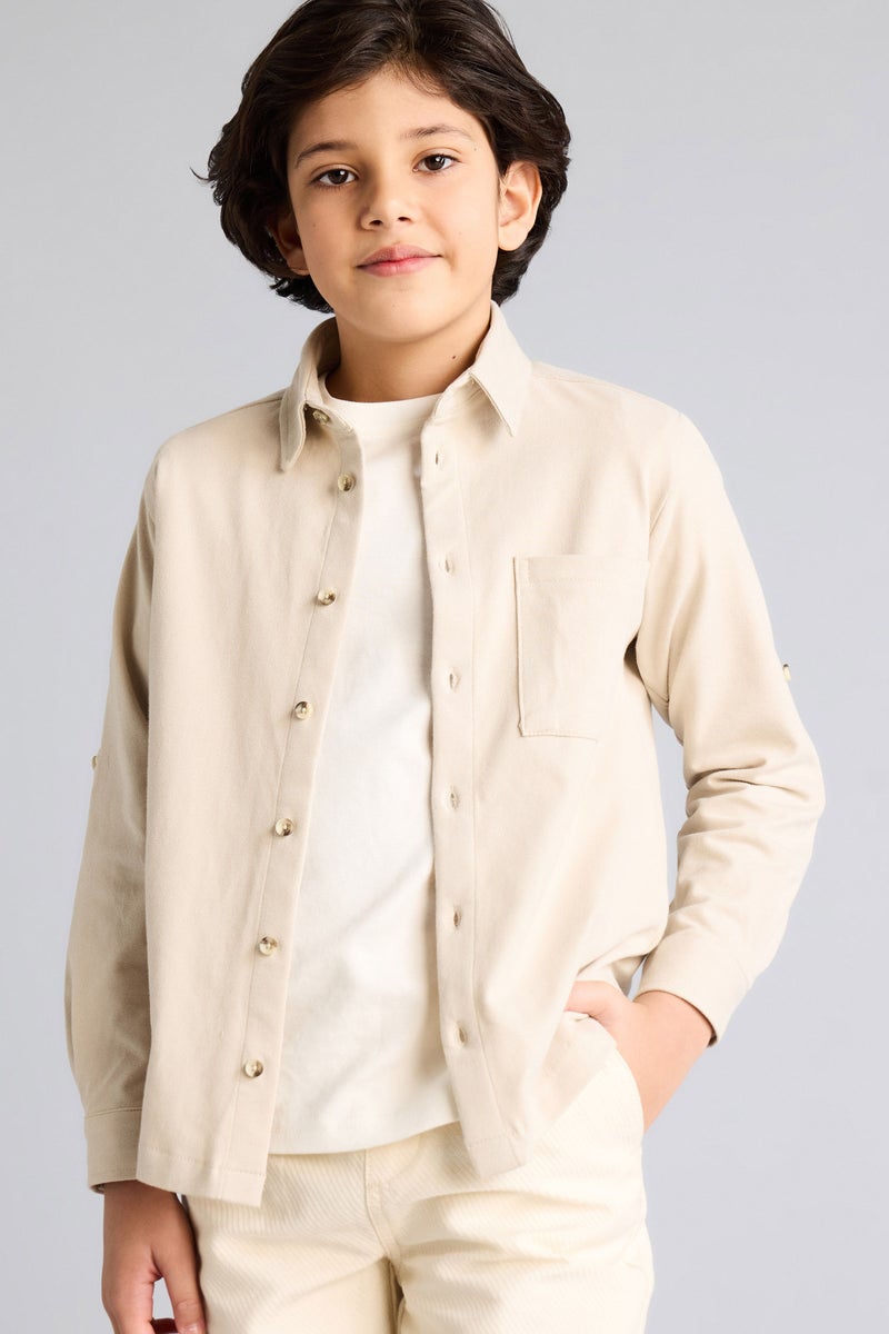 DeFacto Beige Boy Boy Pique Shirt Casual - Image 1
