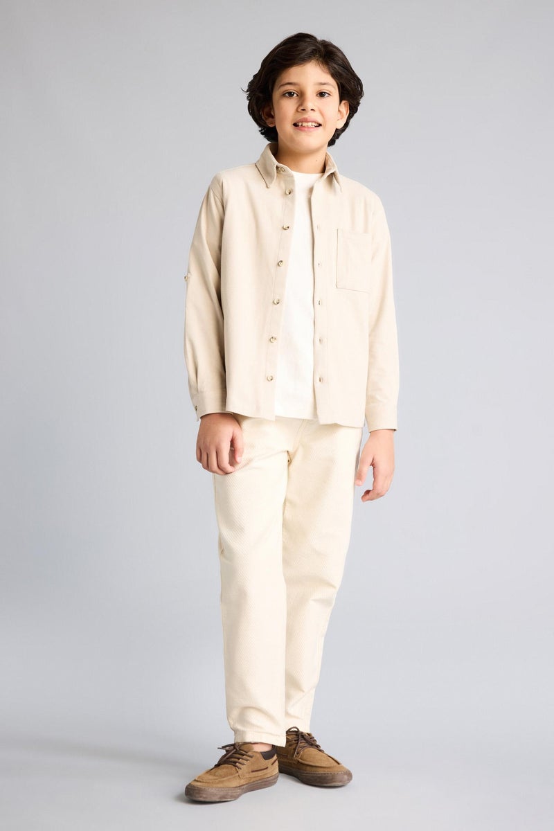 DeFacto Beige Boy Boy Pique Shirt Casual - Image 2