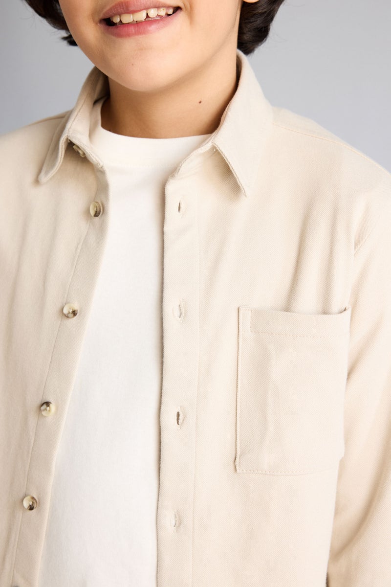 DeFacto Beige Boy Boy Pique Shirt Casual - Image 4