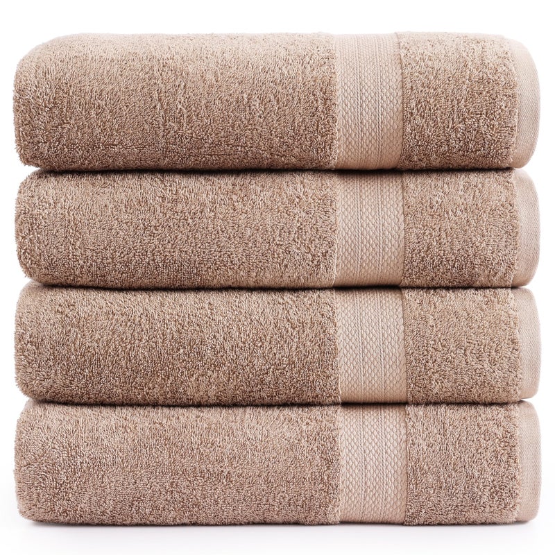 LANE LINEN Lane Linen 100 Cotton Bath Sheets 4 Pack 35x66  Ring Spun Cotton Extra Large Bath Towels Set  Quick Dry Soft  Absorbent Oversized Shower Towel Sets  Sustainabaly Produced Pre Shrunk  Taupe 