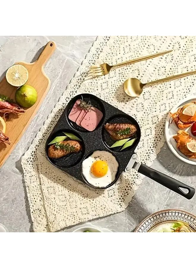 Black Omelette Pan Heavy Duty Non Stick Griddle Pan 4 Slot Even Heat Dishwasher Safe Induction Compatible - Image 5