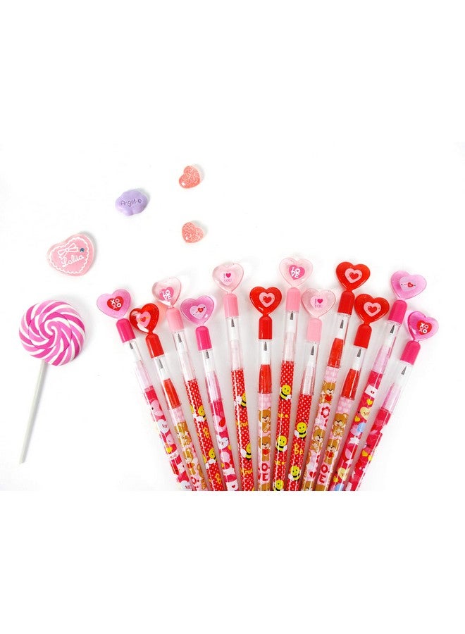 TINYMILLS 24 Pcs Valentine's Day Heart Multi Point Pencils - Party Favors, Goodie Bag Stuffers, Classroom Exchange, Party Supplies - Image 2