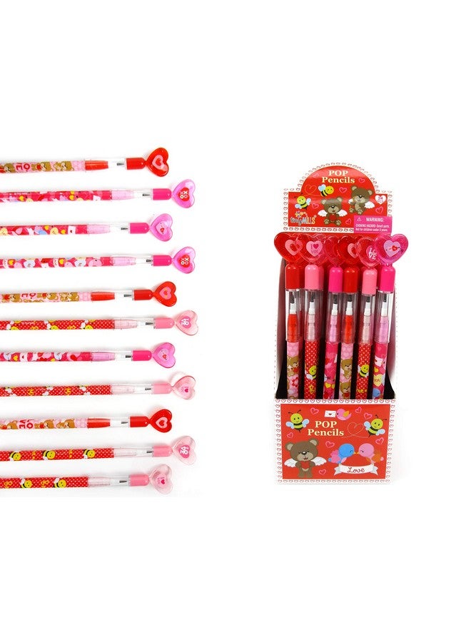 TINYMILLS 24 Pcs Valentine's Day Heart Multi Point Pencils - Party Favors, Goodie Bag Stuffers, Classroom Exchange, Party Supplies - Image 1