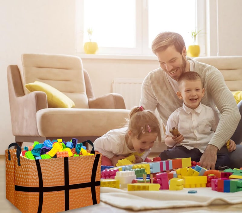 DDBASKET Rectangular Basketballs Baskets Gift Basket Empty Kids Storage Bins Baby Boy Basket Kids Toy Storage Bin Organizer Box Basketball Room Decor for Home(Basketball) - Image 5
