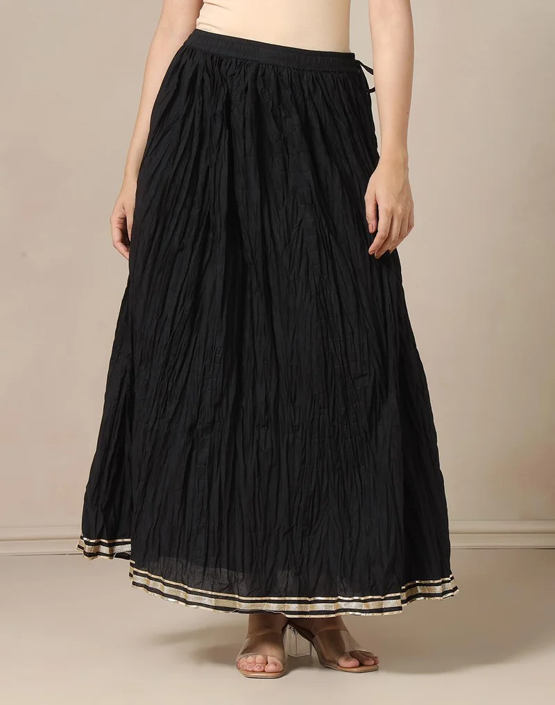 فاب انديا Black Cotton Ghera Skirt