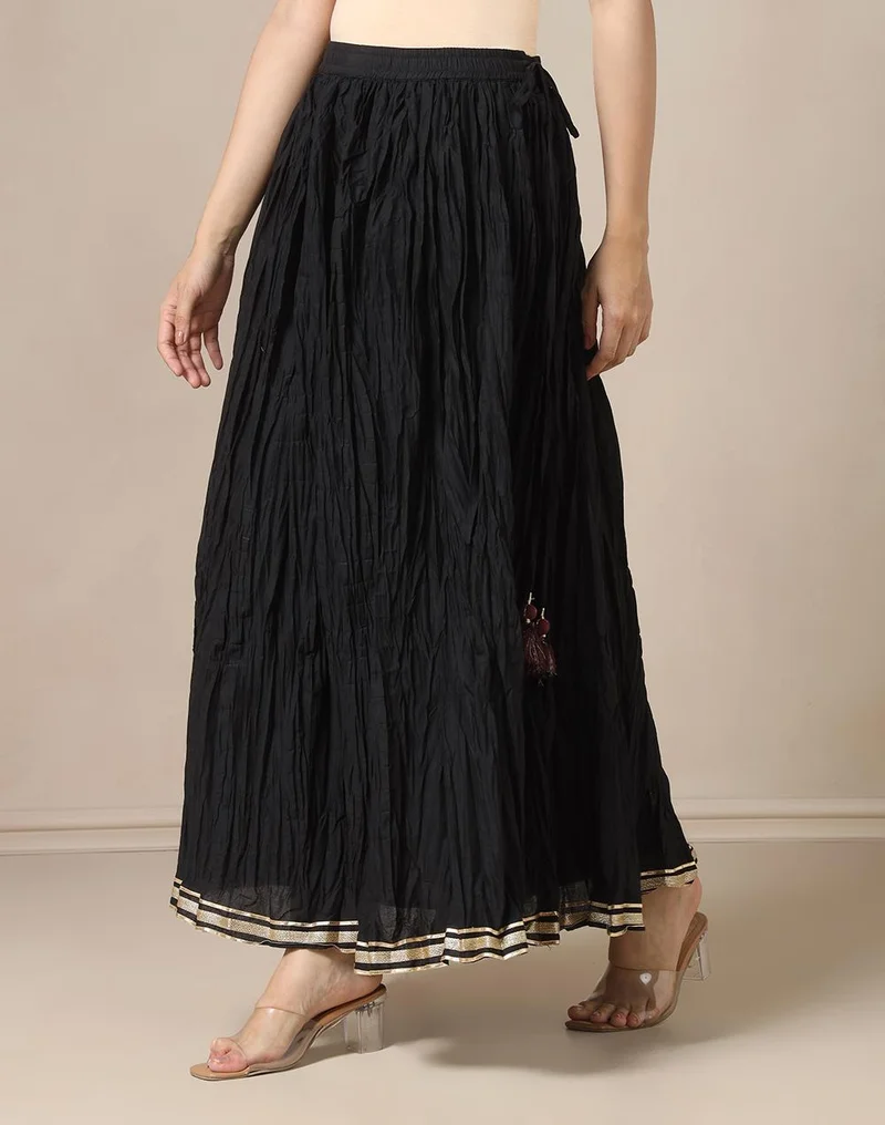 فاب انديا Black Cotton Ghera Skirt