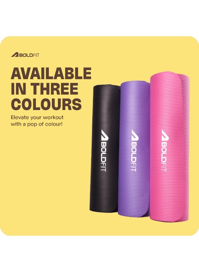 BOLDFIT حصائر اليوغا للنساء والرجال من مادة نبر مع حزام حمل، حصائر تمارين سميكة إضافية لتمارين اليوغا، حصيرة لليوغا للنساء للتمارين، اليوغا، اللياقة البدنية، حصيرة التمارين - 10 مم، بنفسجي - Image 4