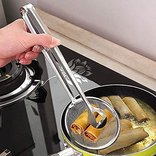 Lexazo MultiFunctional 2 in 1 Fry Tool Filter Spoon Strainer with Clip for Deep Frying and Drain Oil Fried Food Food Grade AntiRust Stainless Steel - Image 2