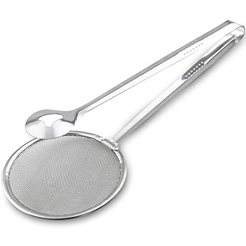 Lexazo MultiFunctional 2 in 1 Fry Tool Filter Spoon Strainer with Clip for Deep Frying and Drain Oil Fried Food Food Grade AntiRust Stainless Steel - Image 5