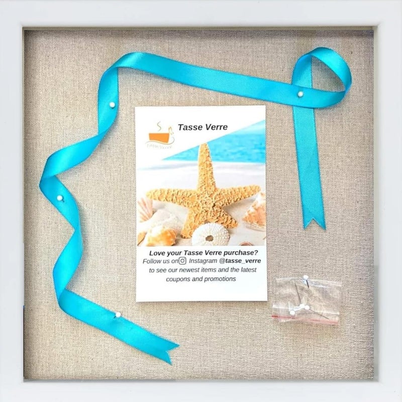Tasse Verre 12x12 White Display Shadow Box 1Pack Frame wLinen Background and 8 Stick Pins  Ready to Hang Shadowbox Picture Frame  Box Display Baby Memorabilia Wedding