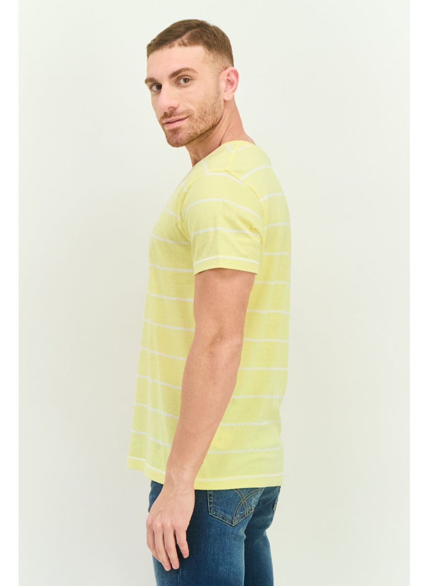 GANT Men Crew Neck Short Sleeves Stripe T-Shirt, Yellow  - Image 2