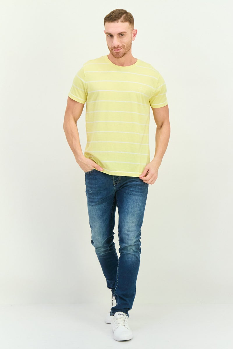 GANT Men Crew Neck Short Sleeves Stripe T-Shirt, Yellow - Image 4