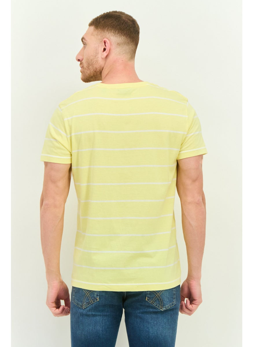 GANT Men Crew Neck Short Sleeves Stripe T-Shirt, Yellow  - Image 3