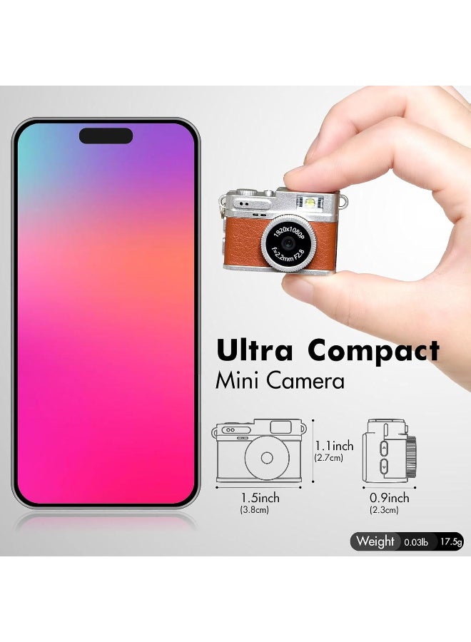 Generic Mini Retro Camera,1080P Keychain Camera, Vintage Tiny Digital Video Recorder with 32GB Card, 0.96'' HD Retro Snap Micro Recorder for Travel Study(Brown) - Image 2