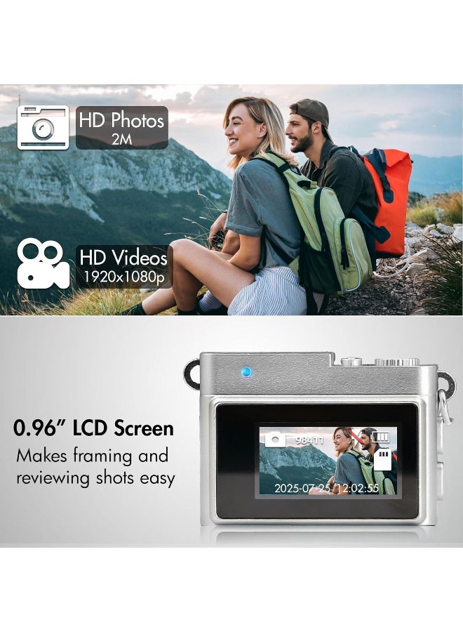 Generic Mini Retro Camera,1080P Keychain Camera, Vintage Tiny Digital Video Recorder with 32GB Card, 0.96'' HD Retro Snap Micro Recorder for Travel Study(Brown) - Image 3