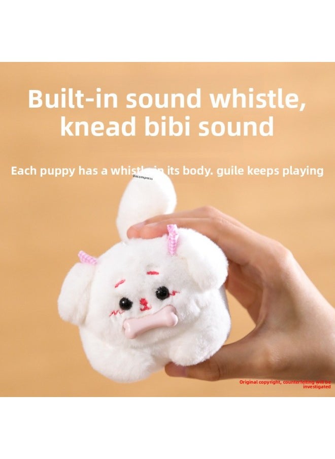 Generic - Le Jier Biting Bone Wagging Tail Poodle Plush Drawstring Toy Chai Dog Doll Pendant Couple Keychain-Color:Bite A Bone [small Shiba Dog] [black] - Image 1